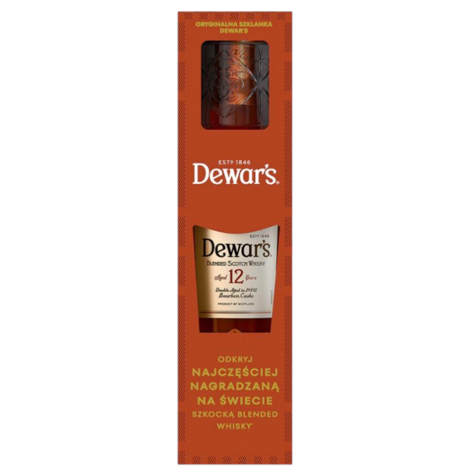 Whisky Dewar’s 12 YO 0,7L 40% Kartonik+szklanka