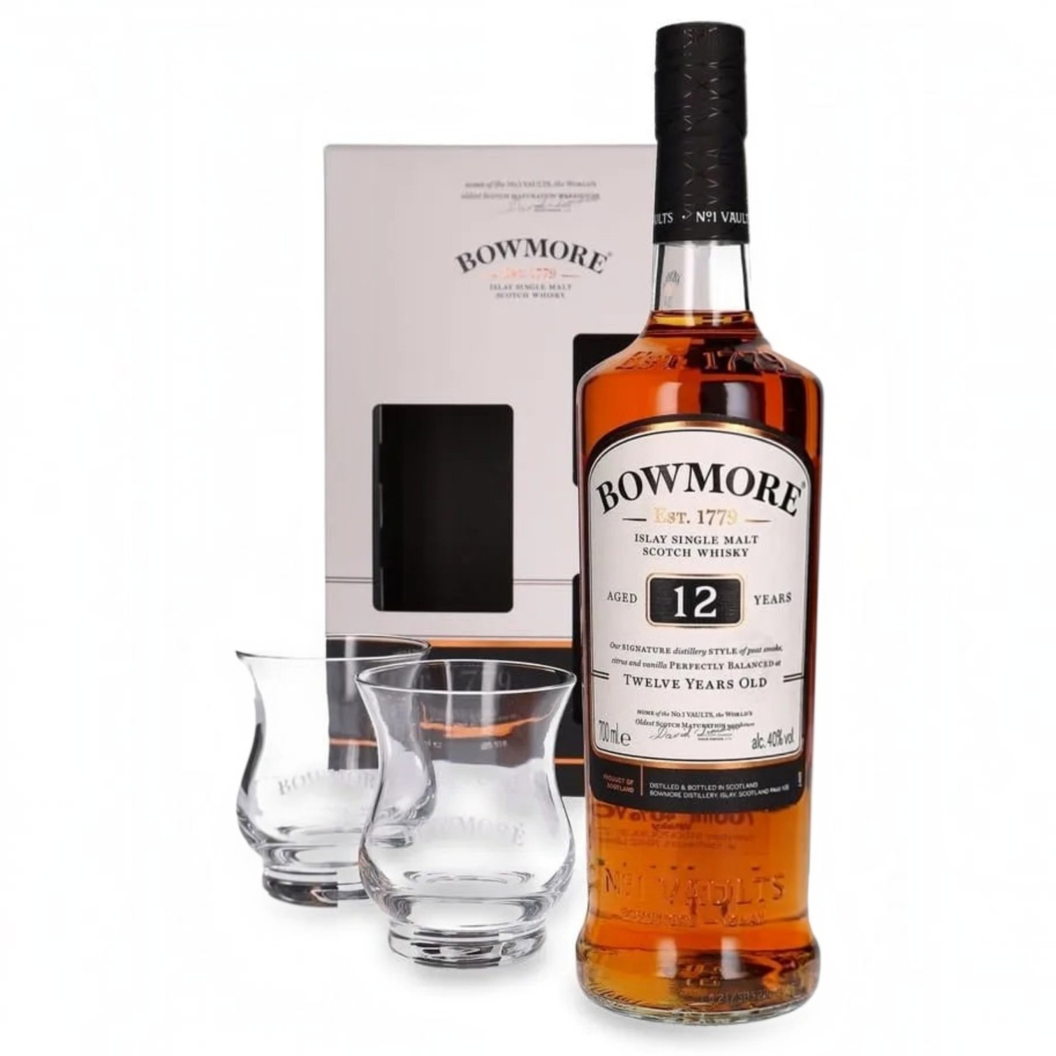 Whisky Bowmore 12YO 0,7L 40% + SZKLANKI